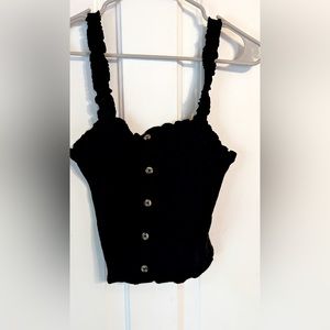 Aeropostale black square neck cropped tank with buttons
